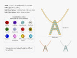 Emerald Letter Necklace in 14k Solid Gold