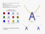 Sapphire Letter Necklace in 14k Solid Gold
