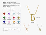 Pink Tourmaline Letter Necklace in 14k Solid Gold