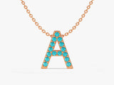 Blue Topaz Letter Necklace in 14k Solid Gold