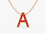 Garnet Letter Necklace in 14k Solid Gold