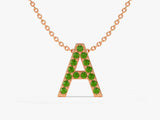 Emerald Letter Necklace in 14k Solid Gold