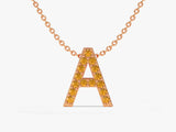 Citrine Letter Necklace in 14k Solid Gold