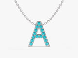 Blue Topaz Letter Necklace in 14k Solid Gold