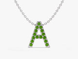 Emerald Letter Necklace in 14k Solid Gold