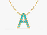 Blue Topaz Letter Necklace in 14k Solid Gold