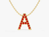 Garnet Letter Necklace in 14k Solid Gold