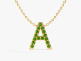 Emerald Letter Necklace in 14k Solid Gold