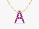 Amethyst Letter Necklace in 14k Solid Gold