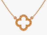 Citrine Clover Necklace in 14k Solid Gold