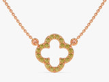 Peridot Clover Necklace in 14k Solid Gold