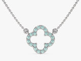 Aquamarine Clover Necklace in 14k Solid Gold