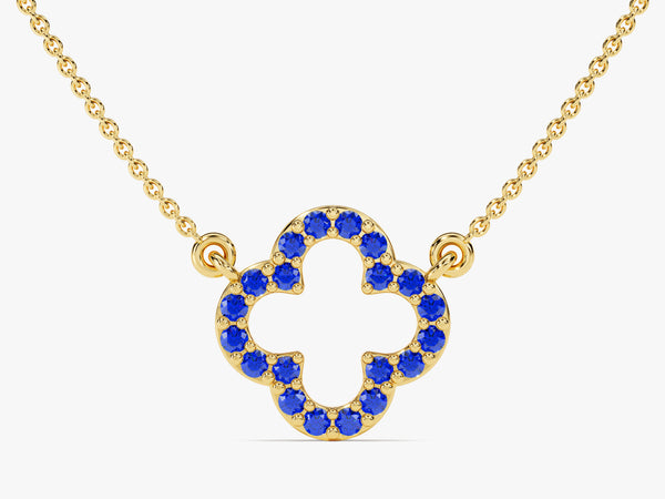Sapphire Clover Necklace in 14k Solid Gold