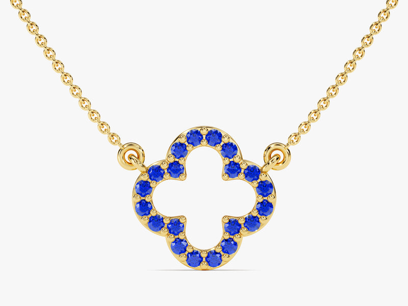 Sapphire Clover Necklace in 14k Solid Gold