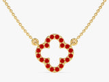 Ruby Clover Necklace in 14k Solid Gold