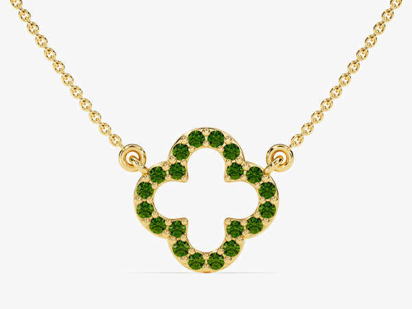 Emerald Clover Necklace in 14k Solid Gold