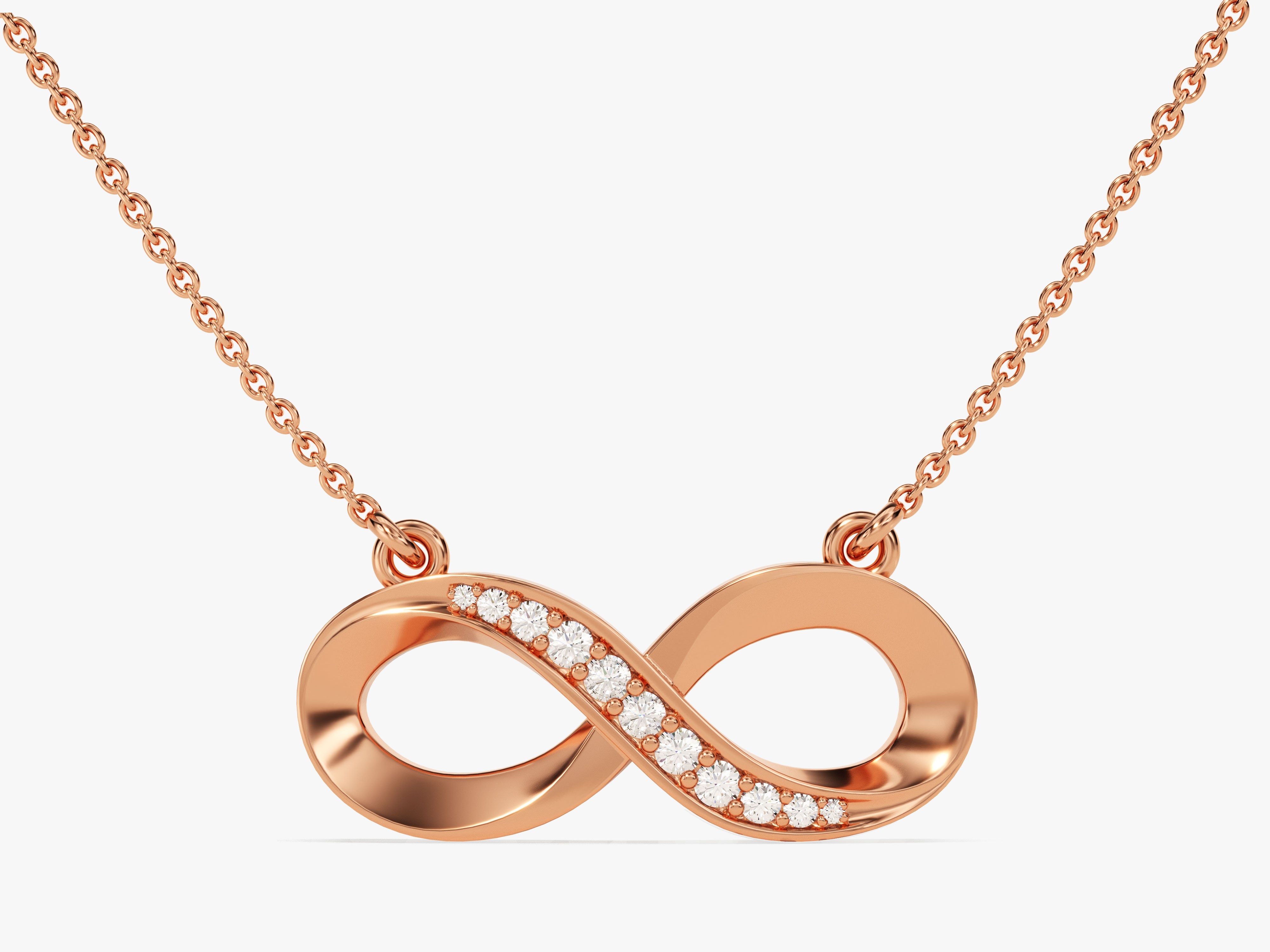 Rose gold infinity necklace with diamonds