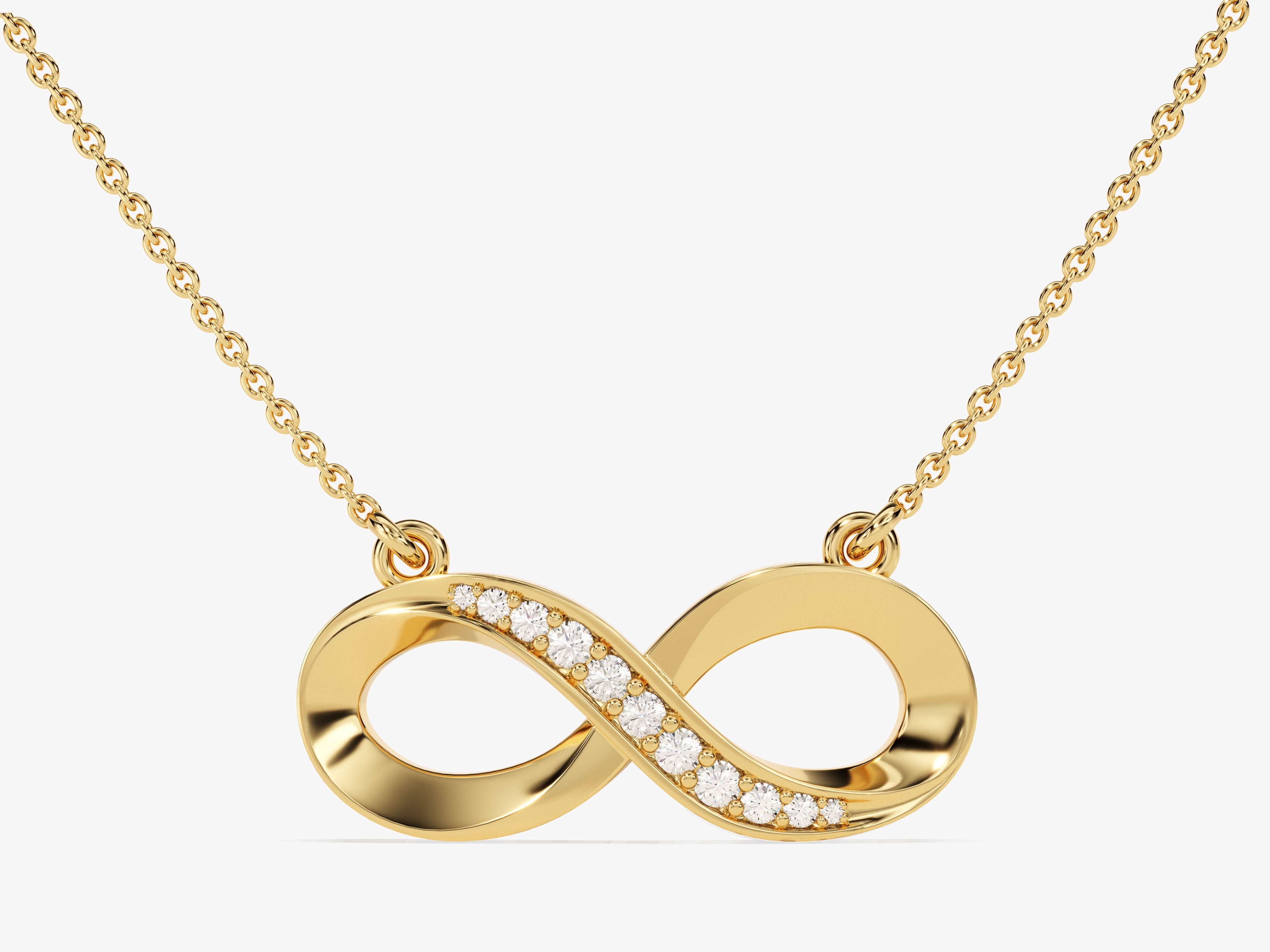 Gold infinity necklace with diamonds, fine jewelry