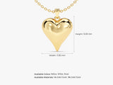 Puffed Heart Charm Necklace in 14k Solid Gold