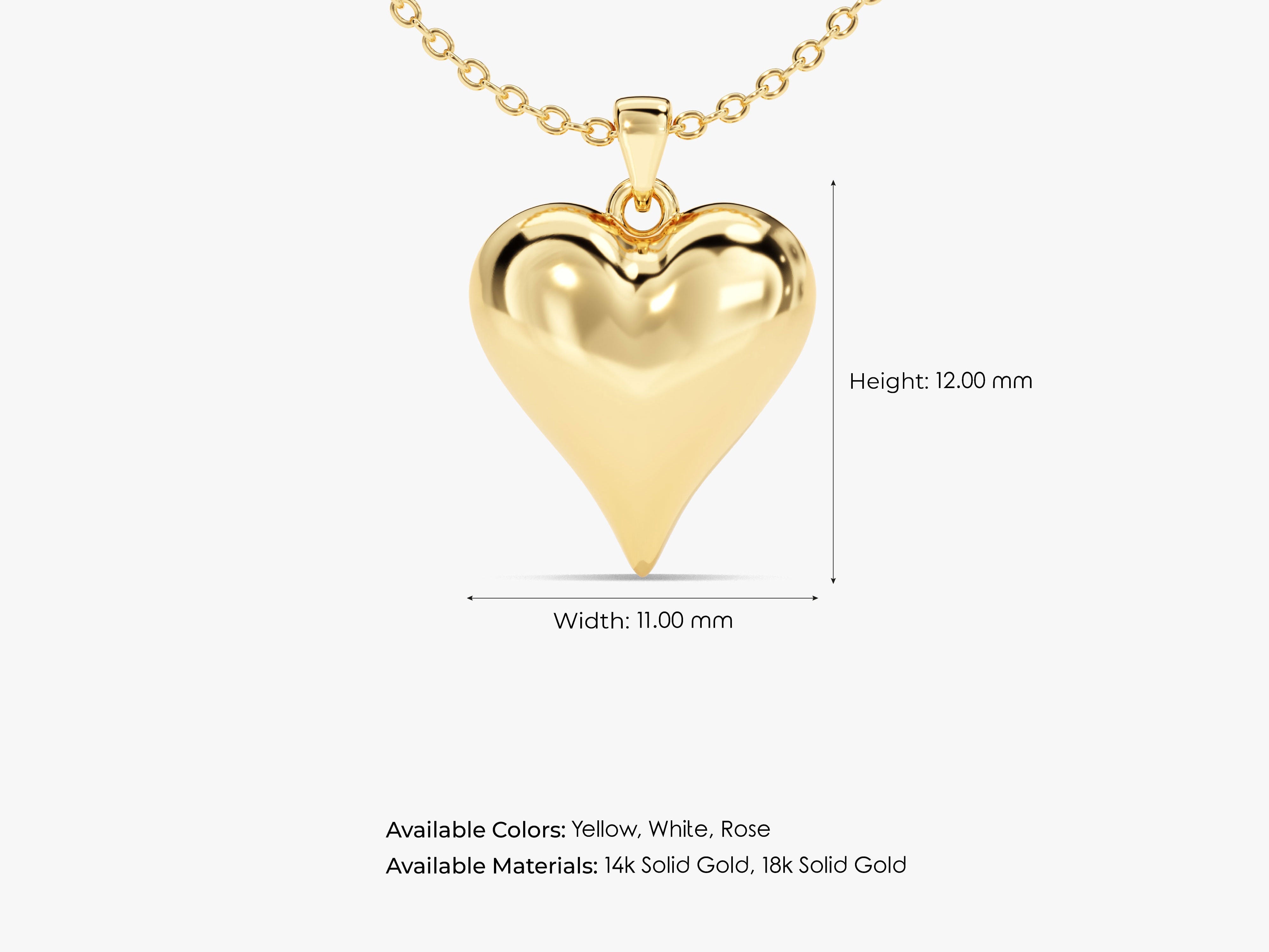 Gold heart pendant necklace, jewelry, 14k solid gold