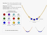 Sapphire Trio Prong Necklace in 14k Solid Gold