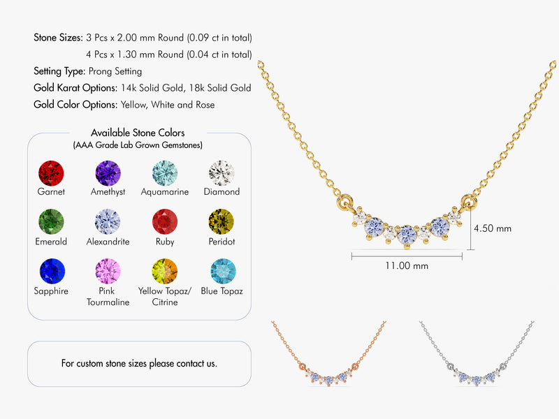 Birthstone Trio Prong Necklace