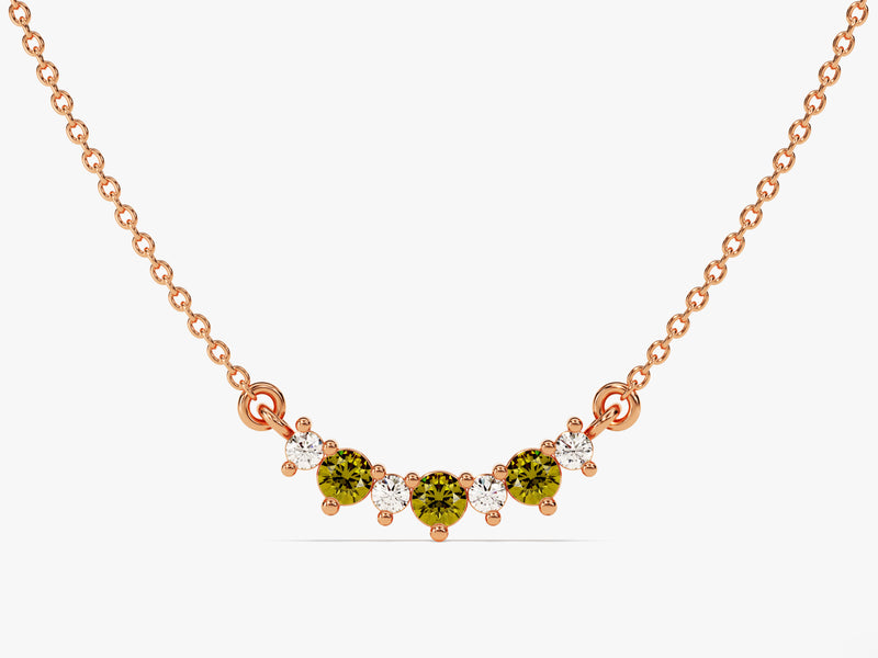 Peridot Trio Prong Necklace in 14k Solid Gold