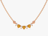 Citrine Trio Prong Necklace in 14k Solid Gold