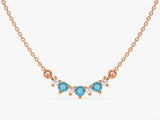 Blue Topaz Trio Prong Necklace in 14k Solid Gold