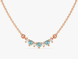 Aquamarine Trio Prong Necklace in 14k Solid Gold