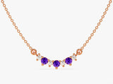 Amethyst Trio Prong Necklace in 14k Solid Gold