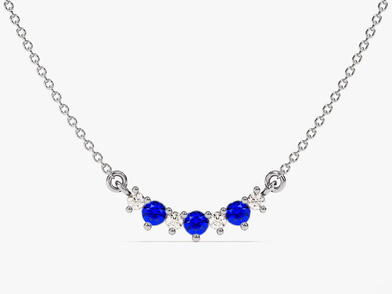 Sapphire Trio Prong Necklace in 14k Solid Gold