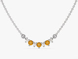 Citrine Trio Prong Necklace in 14k Solid Gold