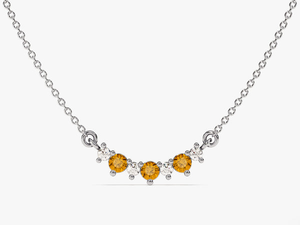 Citrine Trio Prong Necklace in 14k Solid Gold