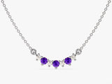 Amethyst Trio Prong Necklace in 14k Solid Gold