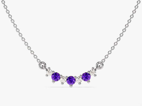 Amethyst Trio Prong Necklace in 14k Solid Gold