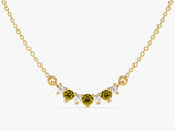 Peridot Trio Prong Necklace in 14k Solid Gold