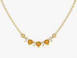 Citrine Trio Prong Necklace in 14k Solid Gold