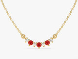Ruby Trio Prong Necklace in 14k Solid Gold