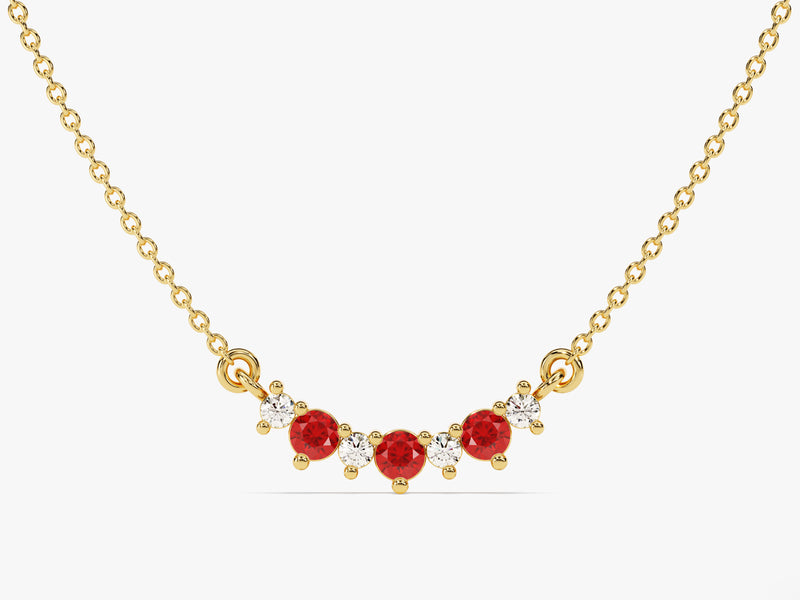 Ruby Trio Prong Necklace in 14k Solid Gold