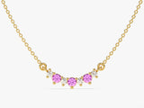 Pink Tourmaline Trio Prong Necklace in 14k Solid Gold
