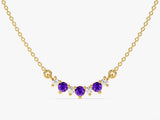 Amethyst Trio Prong Necklace in 14k Solid Gold