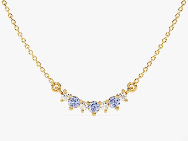 Alexandrite Trio Prong Necklace in 14k Solid Gold