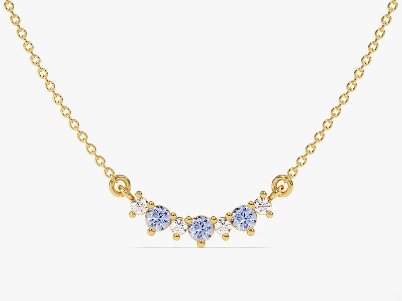 Alexandrite Trio Prong Necklace in 14k Solid Gold