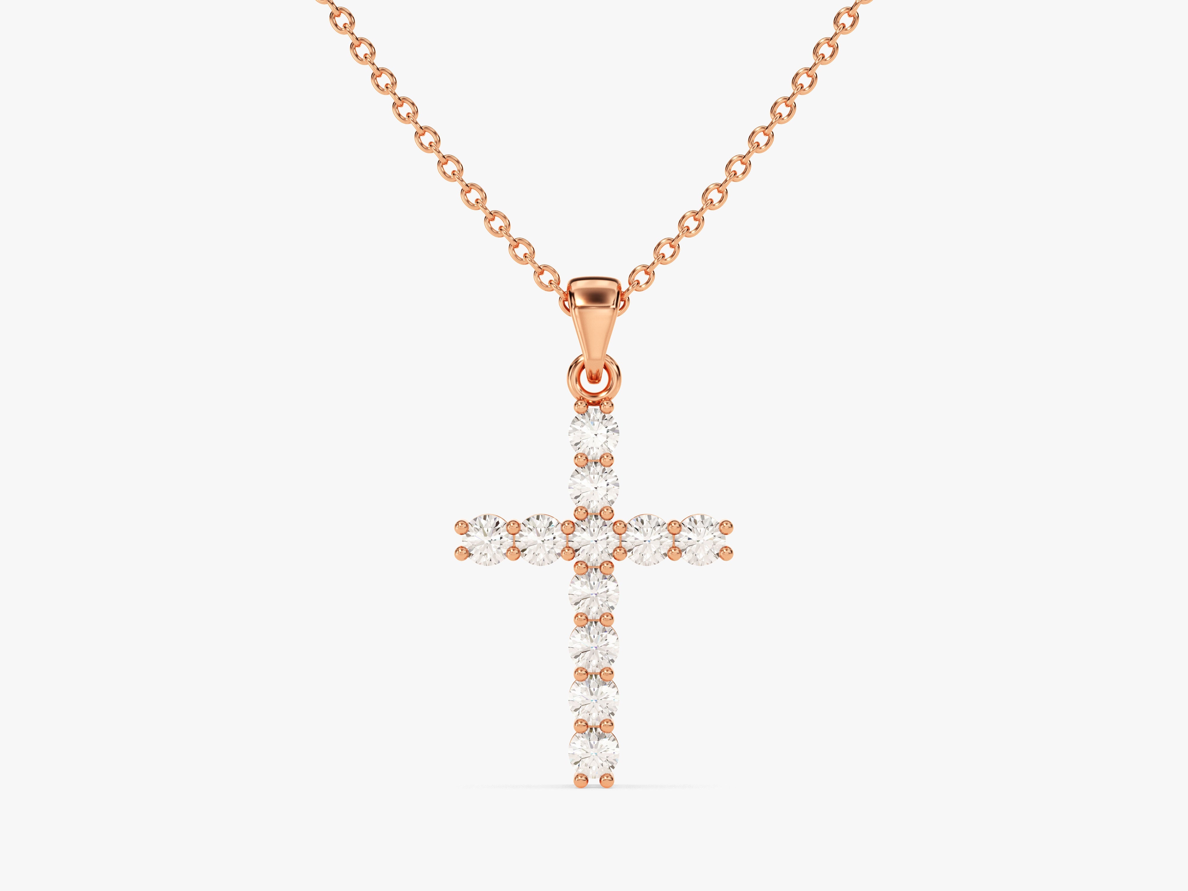 Diamond cross necklace in rose gold for jewelry lovers
