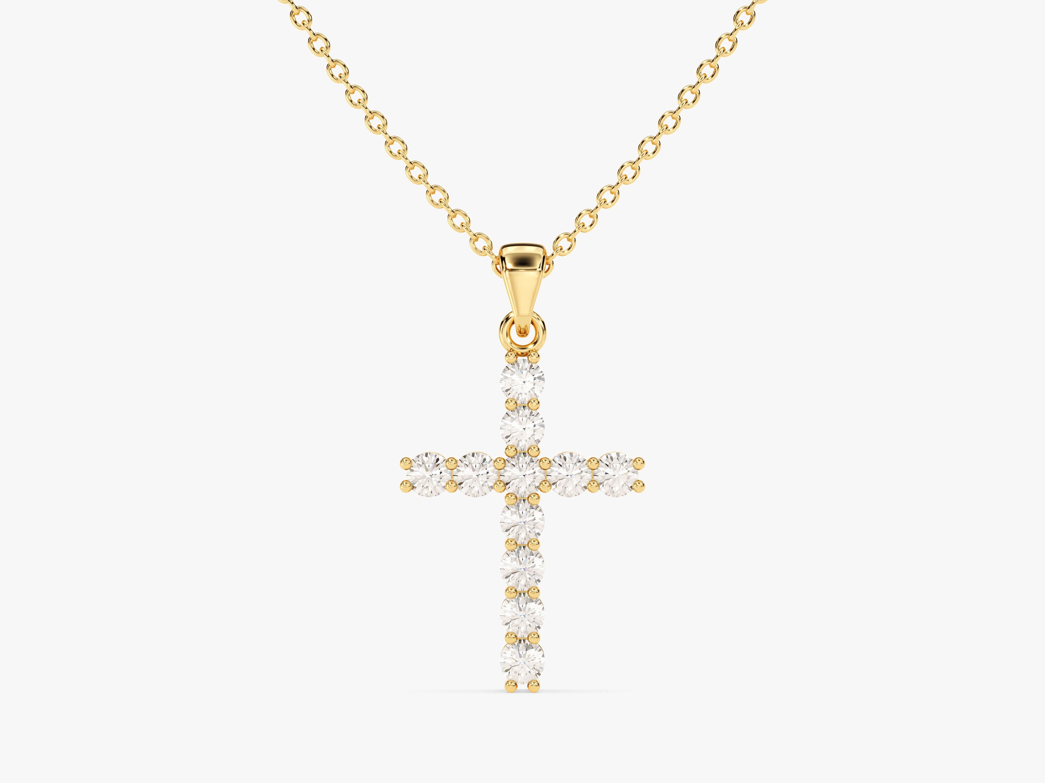 Diamond cross pendant necklace, fine jewelry, gold chain