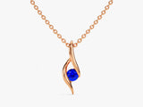 Single Stone Sapphire Pendant Necklace in 14k Solid Gold