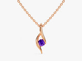 Single Stone Amethyst Pendant Necklace in 14k Solid Gold