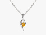 Single Stone Citrine Pendant Necklace in 14k Solid Gold