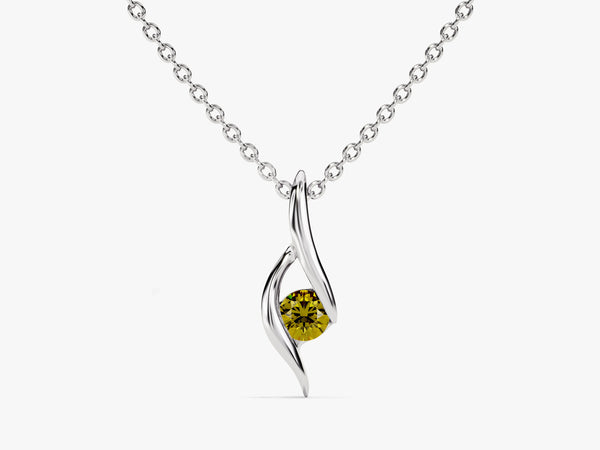 Single Stone Peridot Pendant Necklace in 14k Solid Gold